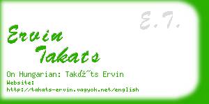 ervin takats business card